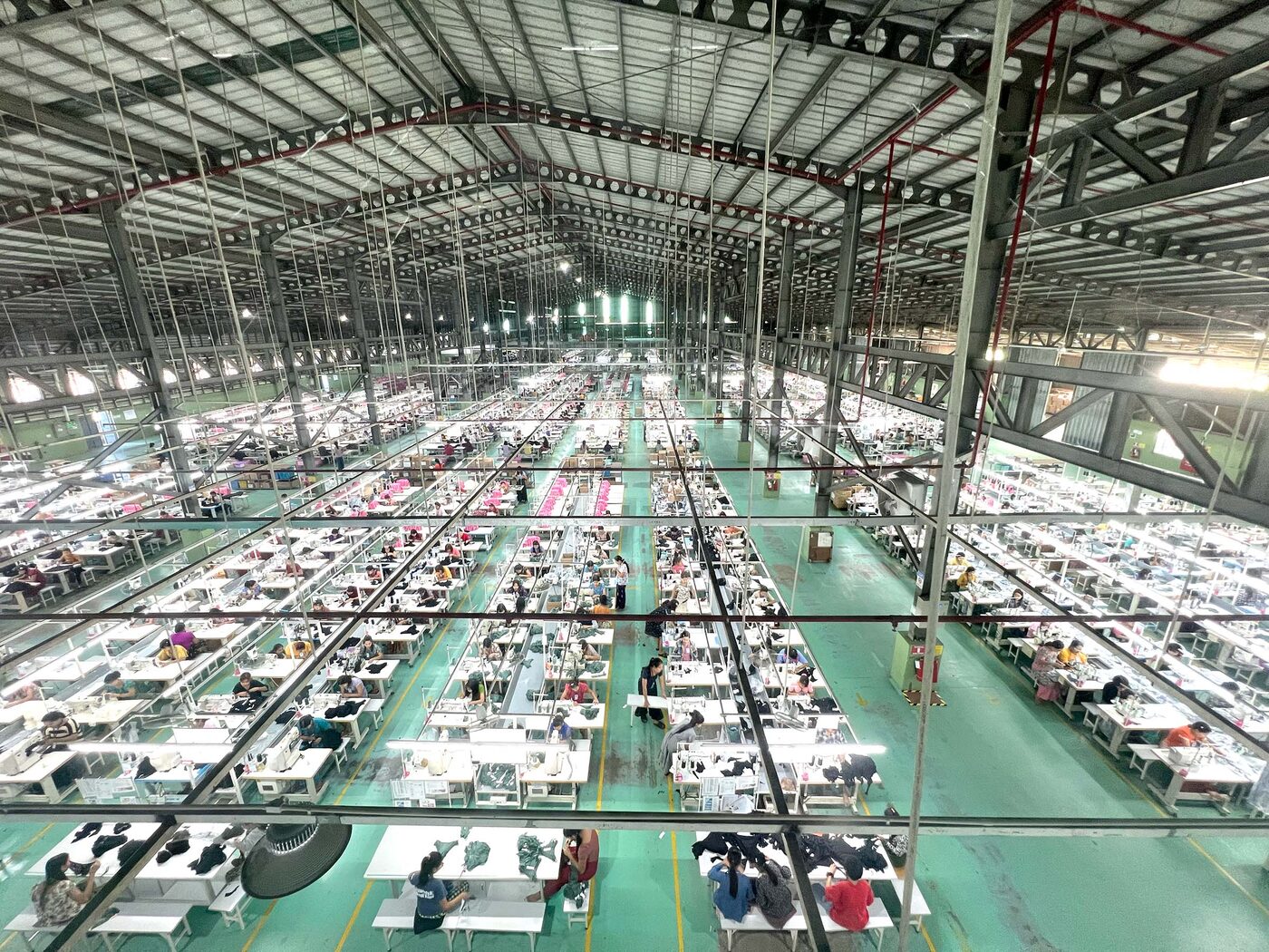 Aerial view of the Wellform Myanmar production floor, Yangon